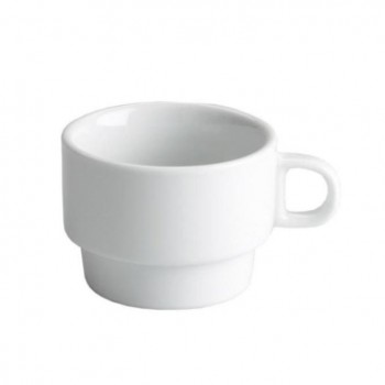 TAZA DE PORCELANA  BLANCA  APILABLE PARA TÉ Y CAFÉ CON LECHE - 220 ML