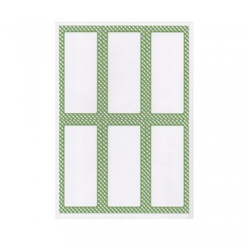 100 HOJA DIN A4 6 ETIQUETAS ADHESIVA RECTANGULAR BLANCA Y VERDE - 62x135 CM