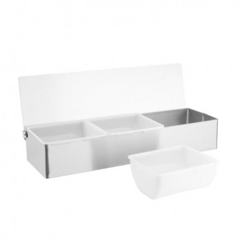 DISPENSADOR CON TAPA PARA 3 CONDIMENTOS MARCA OLYMPIA - 76x46X15,2 CM