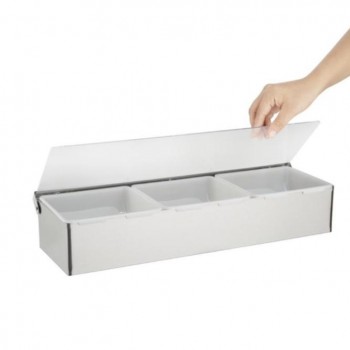 DISPENSADOR CON TAPA PARA 3 CONDIMENTOS MARCA OLYMPIA - 76x46X15,2 CM