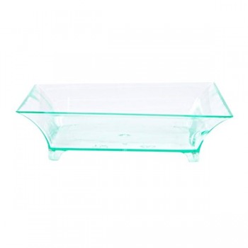 PLATO CUADRADO TRANSPARENTE VERDE AGUA  PARA SNACKDISH - 6,3x6,3x1,5 CM