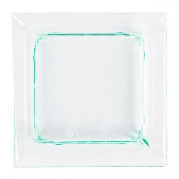 PLATO CUADRADO TRANSPARENTE VERDE AGUA  PARA SNACKDISH - 6,3x6,3x1,5 CM