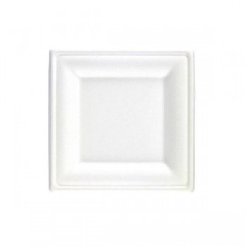 PLATO BLANCO CUADRADO MONOUSO CELULOSA OUTLET - 26x26x1,5 CM