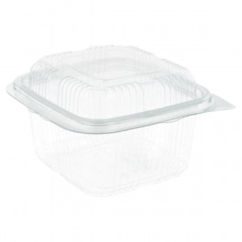 1000 ENVASE PET + TAPA BISAGRA RECTANGULAR PASTRY 133X120X77 MM 375 ML