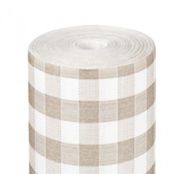 ROLLO MANTEL LIKE LINEN COMPOSTABLE VICHY TAUPE - 1,20x25 M