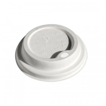 TAPA BLANCA DE BAGAZO COMPOSTABLE PARA VASO DE CAFÉ - 9 CM