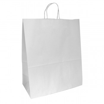 BOLSA  BLANCA CELULOSA CON ASA RIZADA - 40+20x48 CM