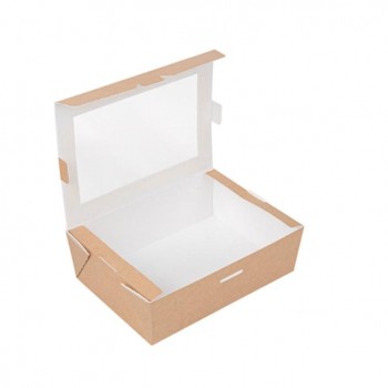 BOX RECTANGULAR ESTANCO KRAFT CON VENTANA THEPACK - 12x17x5,5 CM