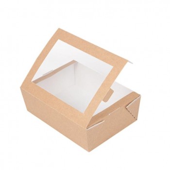 BOX RECTANGULAR ESTANCO KRAFT CON VENTANA THEPACK - 12x17x5,5 CM