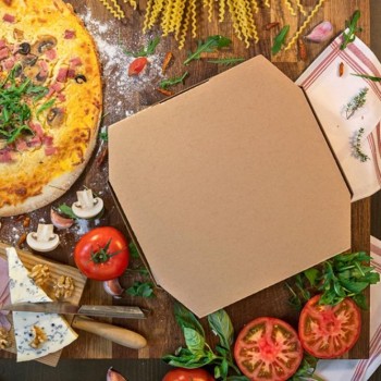 CAJA PIZZA OCTOGONAL KRAFT/BLANCA THEPACK - 26x26x3,8 CM