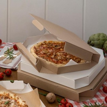 CAJA PIZZA OCTOGONAL KRAFT/BLANCA THEPACK - 26x26x3,8 CM