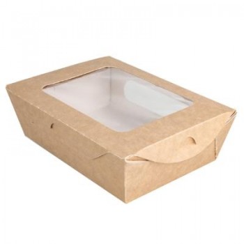 CAJA PARA ENSALADA ESTANCA CARTONCILLO CON DOBLE VENTANA - 1.200 ML