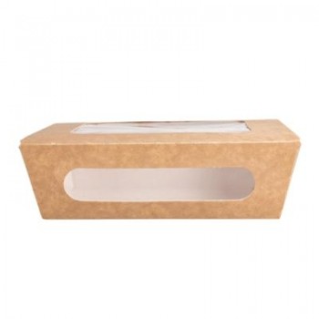 CAJA PARA ENSALADA ESTANCA CARTONCILLO CON DOBLE VENTANA - 1.200 ML