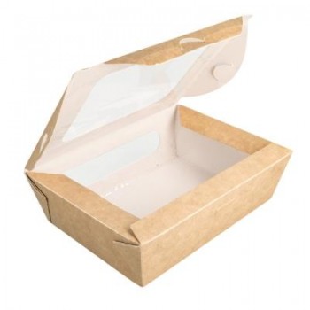 CAJA PARA ENSALADA ESTANCA CARTONCILLO CON DOBLE VENTANA - 1.200 ML