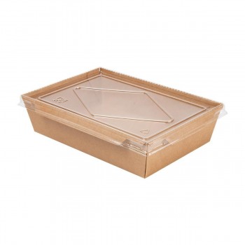 COMBO CAJA MENÚ DE BASE KRAFT Y TAPA TRANSPARENTE OUTLET - 19,8/18x13,8/12X5 CM