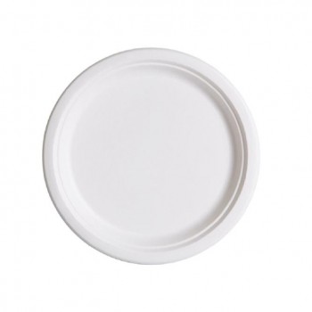 PLATO BLANCO COMPOSTABLE DE BAGAZO by ECOPRODUCTS - 17,7 CM