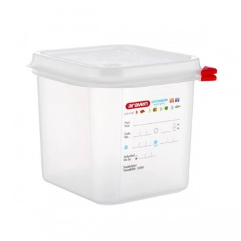 CUBETA CON TAPA HERMÉTICA DE POLIPROPILENO GN1/6 MARCA ARAVEN - 2,6 L