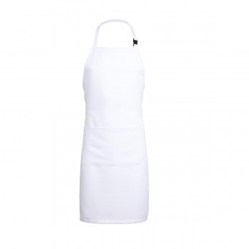 DELANTAL CON PETO BLANCO DE POLIÉSTER UNISEX