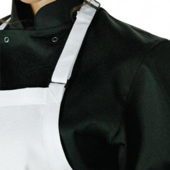 DELANTAL PETO BLANCO CON BOLSILLO Y CUELLO AJUSTABLE MARCA CHEF WORKS - 61x86 CM