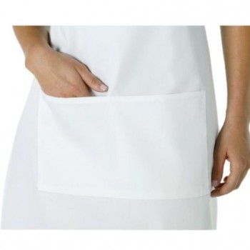 DELANTAL PETO BLANCO CON BOLSILLO Y CUELLO AJUSTABLE MARCA CHEF WORKS - 61x86 CM