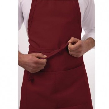 DELANTAL PETO BURDEOS CON BOLSILLO Y CUELLO AJUSTABLE MARCA CHEF WORKS - 61x86 CM