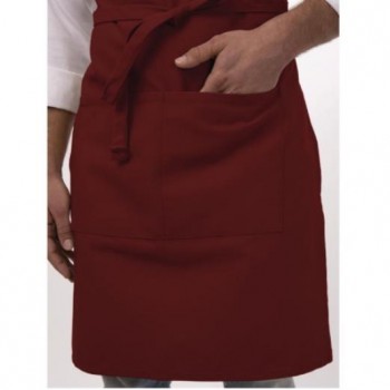 DELANTAL PETO BURDEOS CON BOLSILLO Y CUELLO AJUSTABLE MARCA CHEF WORKS - 61x86 CM