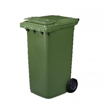 CUBO BASURA VERDE CON TAPA Y 2 RUEDAS - 120 L