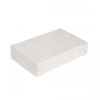 CAJA CATERING PLANA CON DECORACIÓN DAMASCO THEPACK - 32x42x6 CM