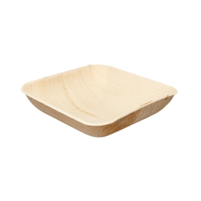 PLATO HONDO CUADRADO HOJA DE ARECA - 15x15x4 CM