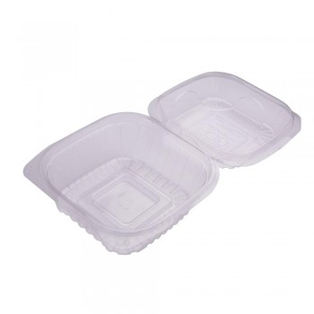 ENVASE TRANSPARENTE CON TAPA BISAGRA  DE PLA COMPOSTABLE - 15x15x7,5 CM