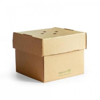 CAJA HAMBURGUESA FLOR MICROCANAL by VEGWARE - 10,5x10,5x10,5 CM