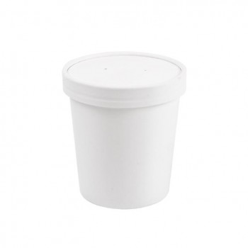 TARRINA BLANCA CON TAPA PAPEL SOUP TO GO - 480 ML