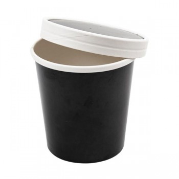 COMO SOUP TO GO: TARRINA CON TAPA PAPEL BLANCAS Y NEGRAS - 480 ML