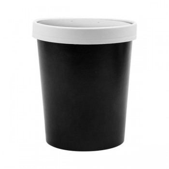 COMBO SOUP TO GO TARRINA Y TAPA PAPEL NEGRA Y BLANCA - 960 ML