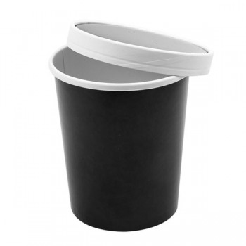 COMBO SOUP TO GO TARRINA Y TAPA PAPEL NEGRA Y BLANCA - 960 ML