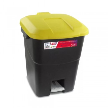 CUBO RESIDUOS CON TAPA PEDAL Y CUBO INTERIOR NEGRO/AMARILLO - 50 L