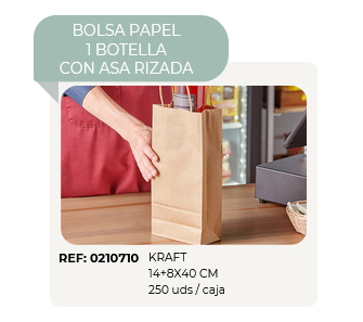 bolsa kraft asa rizada botella de vino