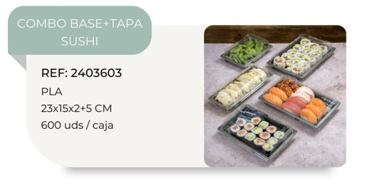 base negra y tapa plastico sushi