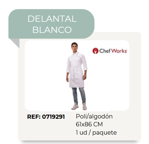 DELANTAL PETO BLANCO COCINERO PROFESIONAL