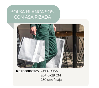 bolsa blanca papel asa rizada tiendas moda