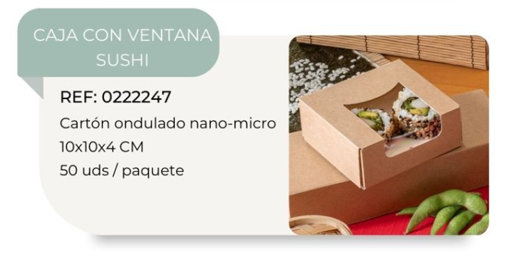 caja con ventana para sushi