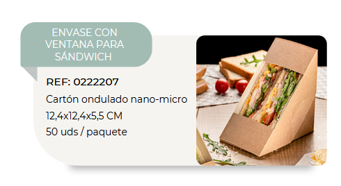 envase ventana caja sandwich doble